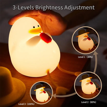 Duck Shape LED Night Light Silicone Lamp Patting Switch Kids Gift Birthday Bedside Gift Living Room Home Decoration