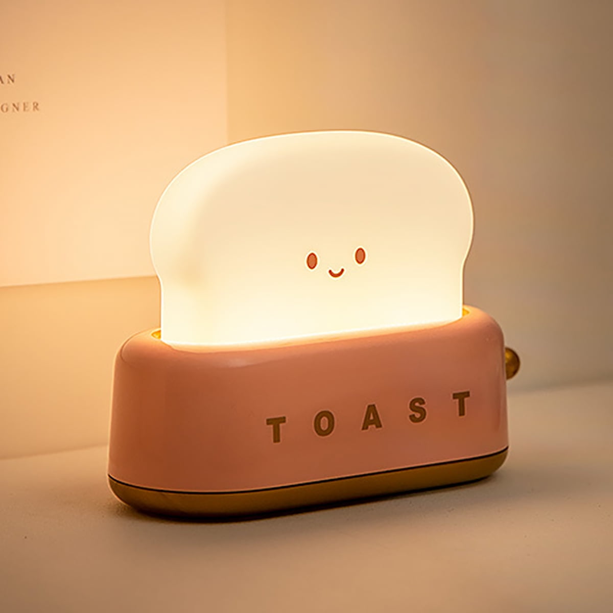 Ktcina Cute Bread Night Light Usb Rechargable Desk Lamp Bedroom Bedside Sleep Light Reading Light for Office Bedroom Living Room