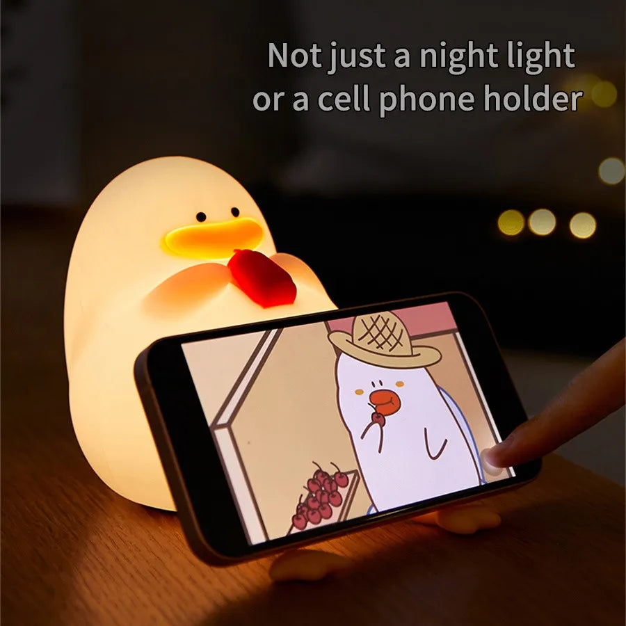 Duck Shape LED Night Light Silicone Lamp Patting Switch Kids Gift Birthday Bedside Gift Living Room Home Decoration