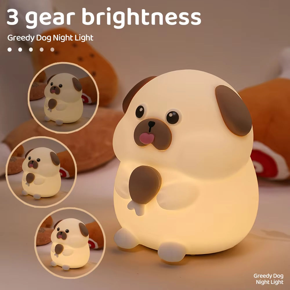 Cute Kids Night Light Silicone Nursery Sleeping Lamp Touch Control Nightlights USB Rechargeable Table Lamp for Baby Child