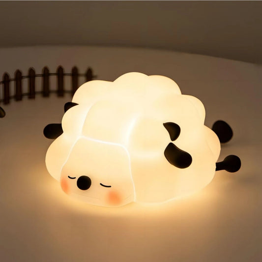 Cute Silicone Night Lights Sheep Cartoon Bedroom Lamp for Children'S Room Decor Rechargeable Timing Dimming Sleep Night Light