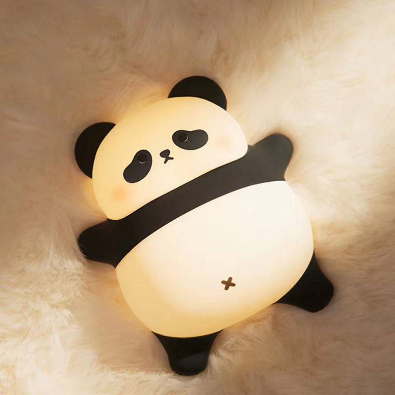 Panda LED Night Light Cute Silicone Night Light USB Rechargeable Touch Night Lamp Bedroom Timing Lamp Decoration Children'S Gift