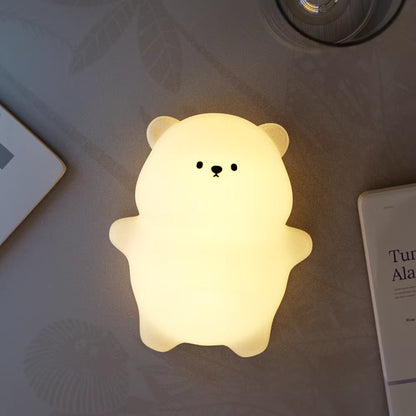 Cute Kids Night Light Silicone Nursery Sleeping Lamp Touch Control Nightlights USB Rechargeable Table Lamp for Baby Child