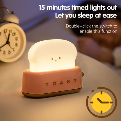 Ktcina Cute Bread Night Light Usb Rechargable Desk Lamp Bedroom Bedside Sleep Light Reading Light for Office Bedroom Living Room