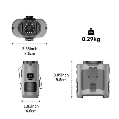 Ultra-Strong 20000mAh Portable Waist Fan & Power Bank with LED Light - Perfect for Outdoor Sports and Work!