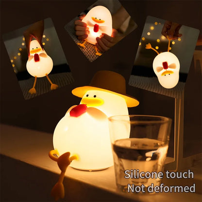 Duck Shape LED Night Light Silicone Lamp Patting Switch Kids Gift Birthday Bedside Gift Living Room Home Decoration