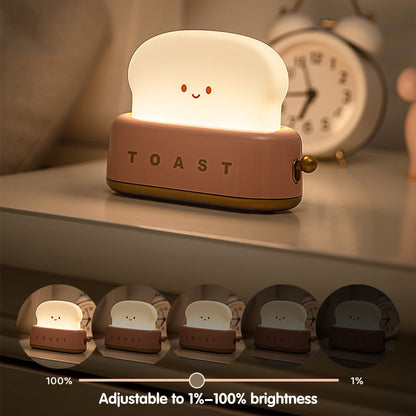 Ktcina Cute Bread Night Light Usb Rechargable Desk Lamp Bedroom Bedside Sleep Light Reading Light for Office Bedroom Living Room