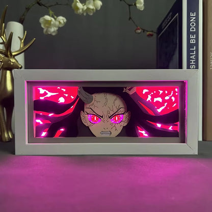 Kimetsu No Yaiba Paper Cut Shadow Box for Home Decoration Manga Table Desk Lamp Anime Light Box Nezuko Kamado Demon Slayer