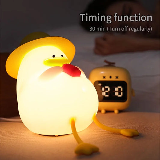 Duck Shape LED Night Light Silicone Lamp Patting Switch Kids Gift Birthday Bedside Gift Living Room Home Decoration