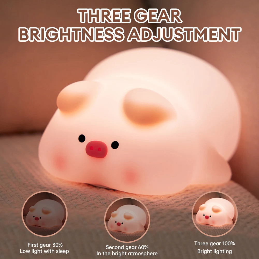 Cute Rabbit Silicone Night Lamp Touch Sensor Big Face Rabbit Pat Night Light Timing USB Rechargeable Light for Kids Gift