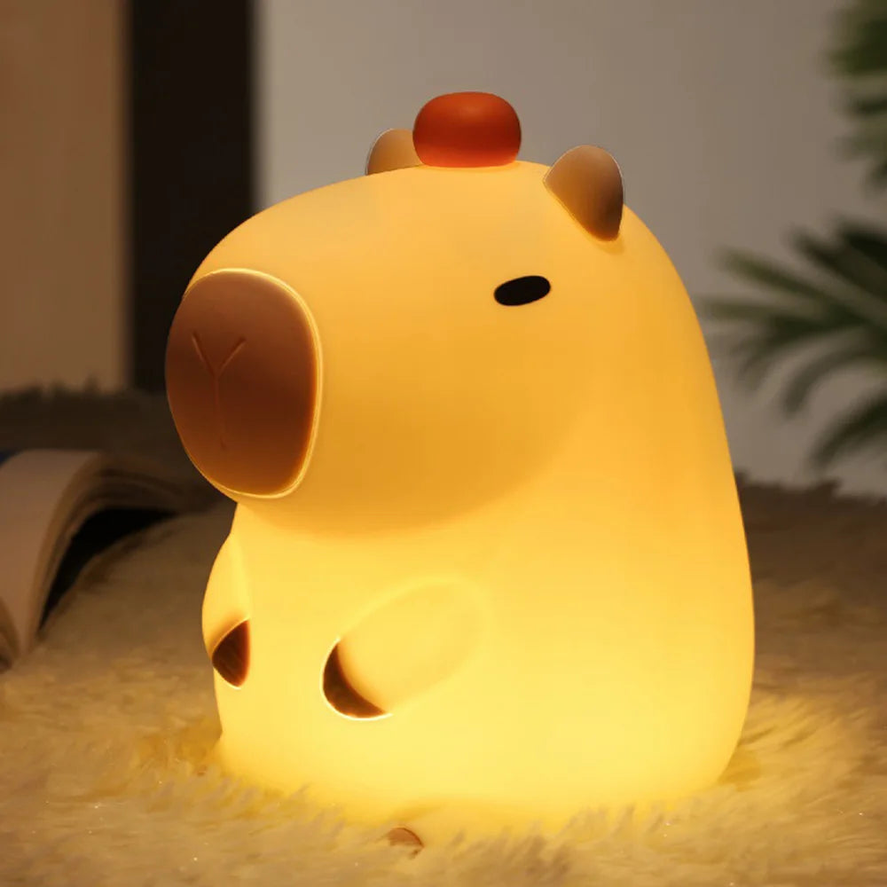 Cute Rabbit Silicone Night Lamp Touch Sensor Big Face Rabbit Pat Night Light Timing USB Rechargeable Light for Kids Gift