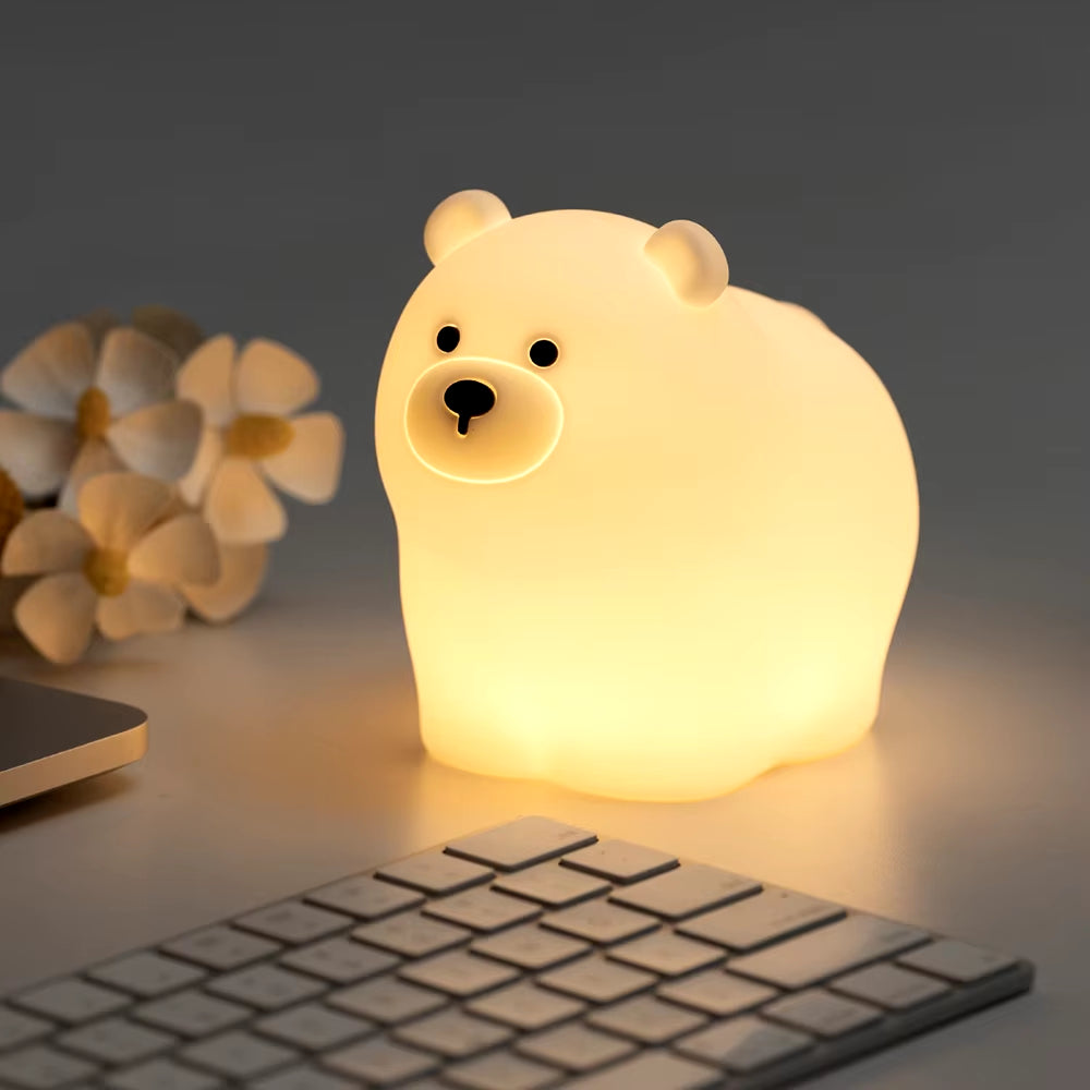 Cute Kids Night Light Silicone Nursery Sleeping Lamp Touch Control Nightlights USB Rechargeable Table Lamp for Baby Child